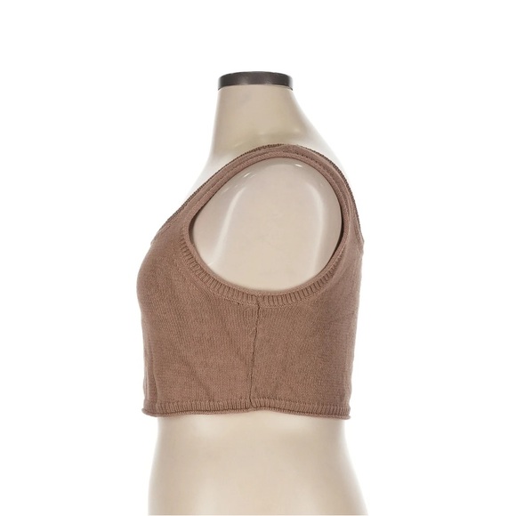 Reformation Elke Tank Top Organic Cotton Cropped Knit Tan Tank Top Size XL - Picture 5 of 9